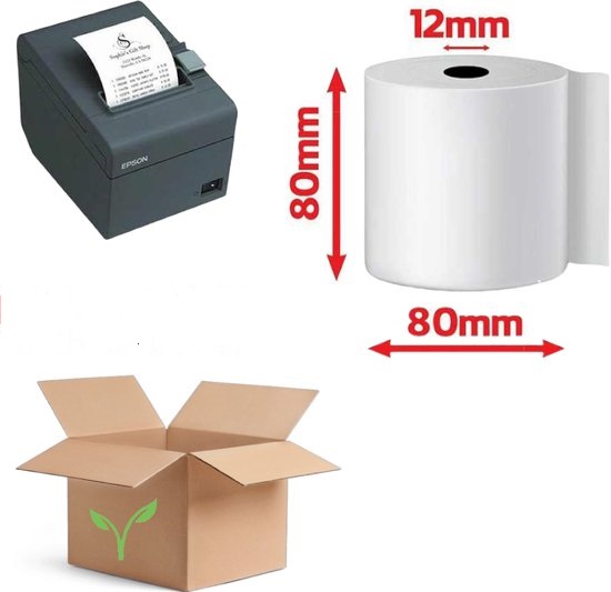 Papier Thermique Imprimante De Caisse 80 X 80 X 12 Mm - Lot De 10 - Blanc